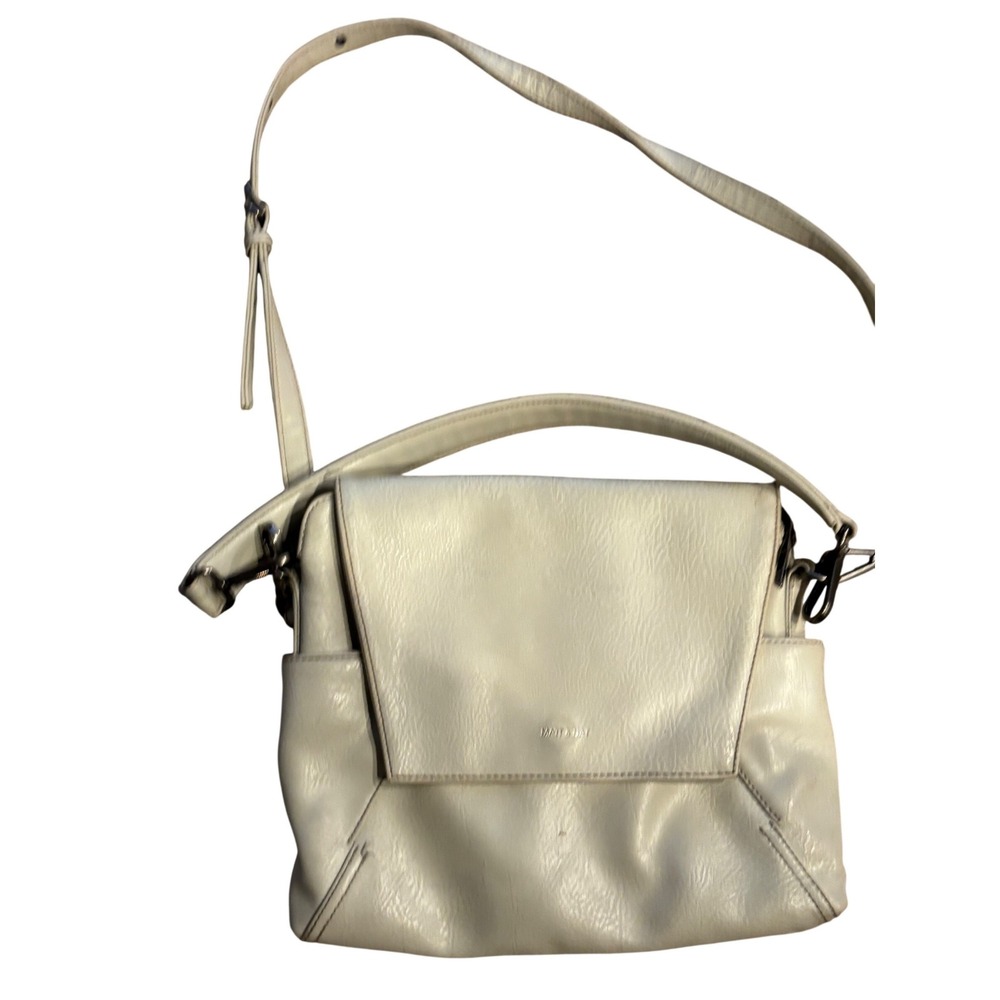 Matt & Nat Cream Vegan Leather Crossbody Bag Top Handle Off White Eco‎ Friendly